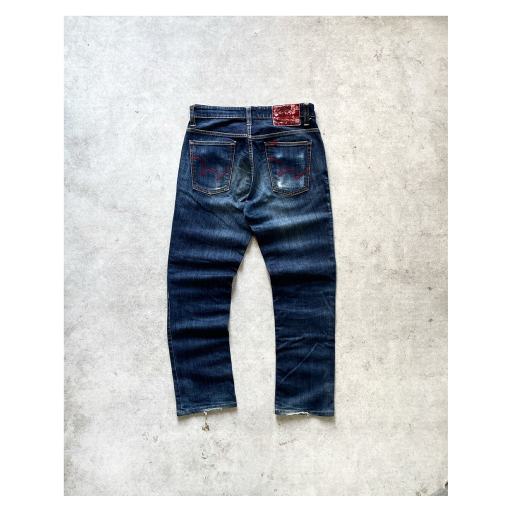 Celana Edwin 503 Skinny Jeans Blue Denim Pants Fading Slim Reguler baggy