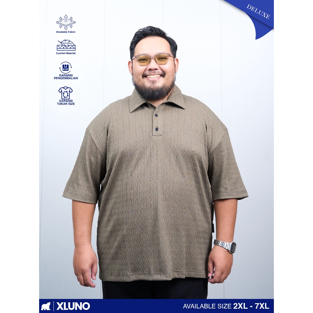 XLUNO Otto Polo Shirt Army Baju Polo Knit Pria Jumbo Big Size Lengan Pendek