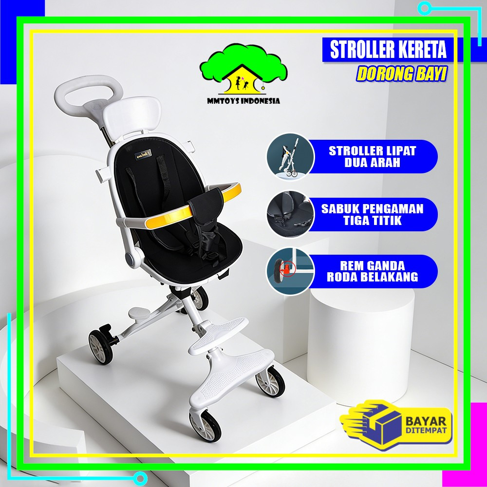 MI-C772 Kereta Dorong Bayi Lipat Dua Arah Stroller Dorong Bayi Dengan Atap / Perlengkapan Bayi Porta