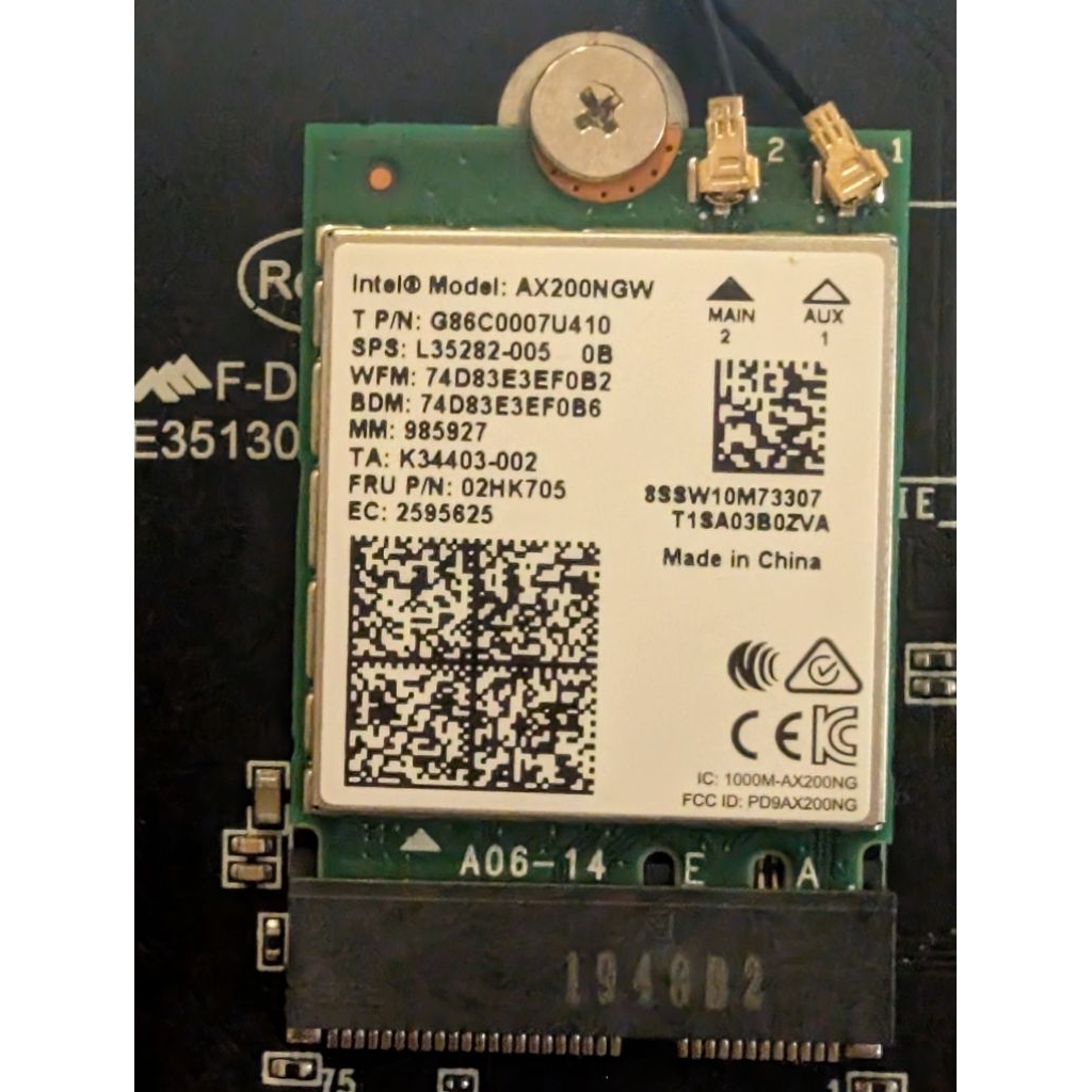 Intel AX200 Wifi Bluetooth M2 Card