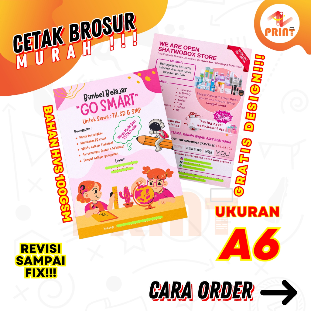 Cetak Brosur HVS 100 Gram A6 | Cetak Brosur Murah Gratis Desain & Revisi | Cocok untuk Laundry, UMKM