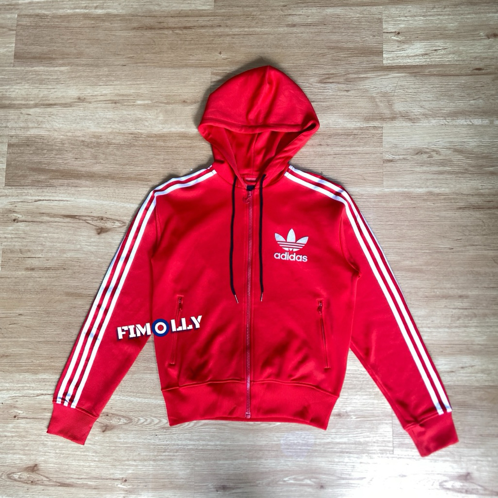 Tracktop hooded Adidas firebird Red white