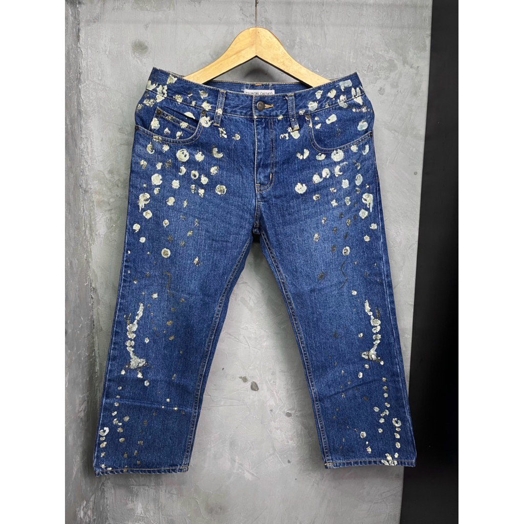 Tsumori Chisato Issey Miyke Gold Splatter Hand Painted Short Jeans