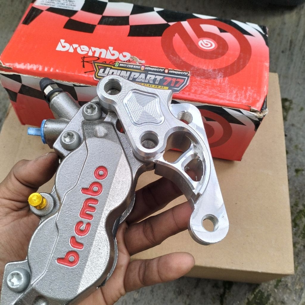 Breaket kaliper Brembo 4P axial breaket kaliper Brembo axsial asli CNC PNP sekok depan Yamaha zupite