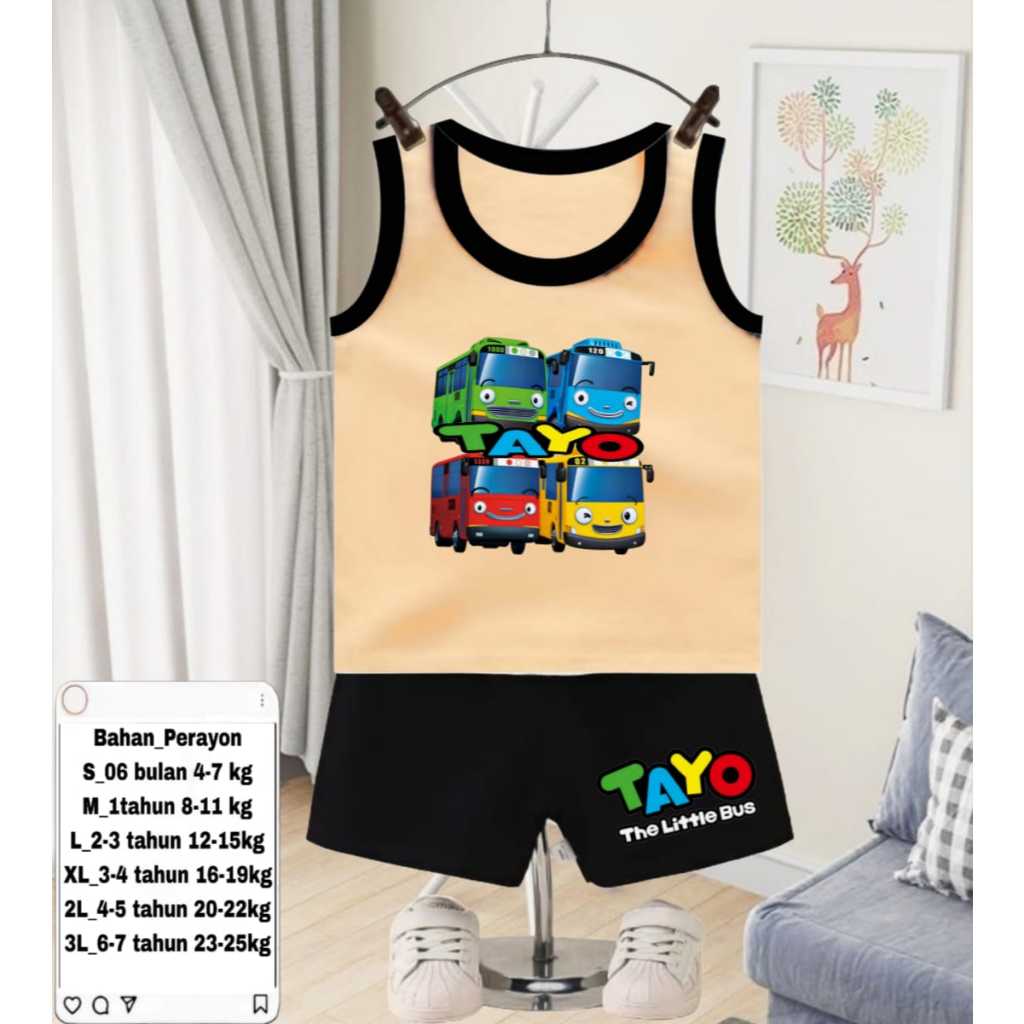 setelan anak 0-7 tahun unisex cowok cewek tayo lucu murah