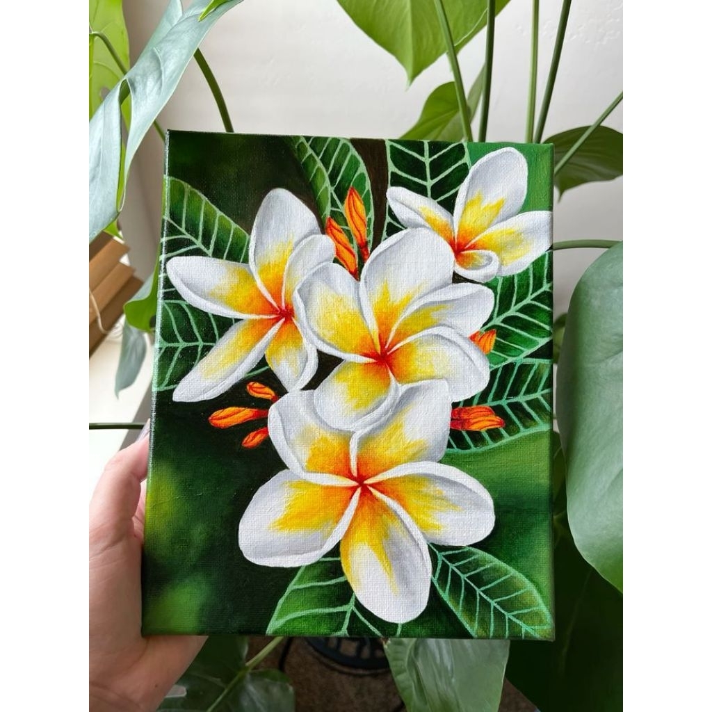 lukisan texture bunga kamboja aesthetic