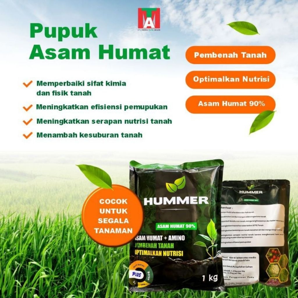 Asam Humat Pembenah Tanah 1 Kg - Asam Humat 90% + Asam Amino, Meningkatkan Kesuburan Tanah Pertanian