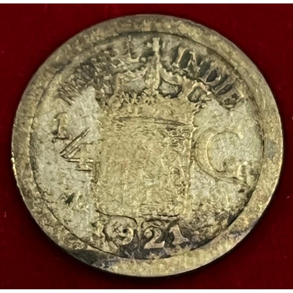 Koin Perak ¼ Gulden 1921 Wilhelmina