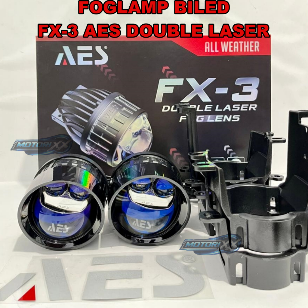 Foglamp Biled FX-3 AES Double Laser 3 inch Bluelens 68 Watt AES 3 Warna Foglamp Mobil 3 inc