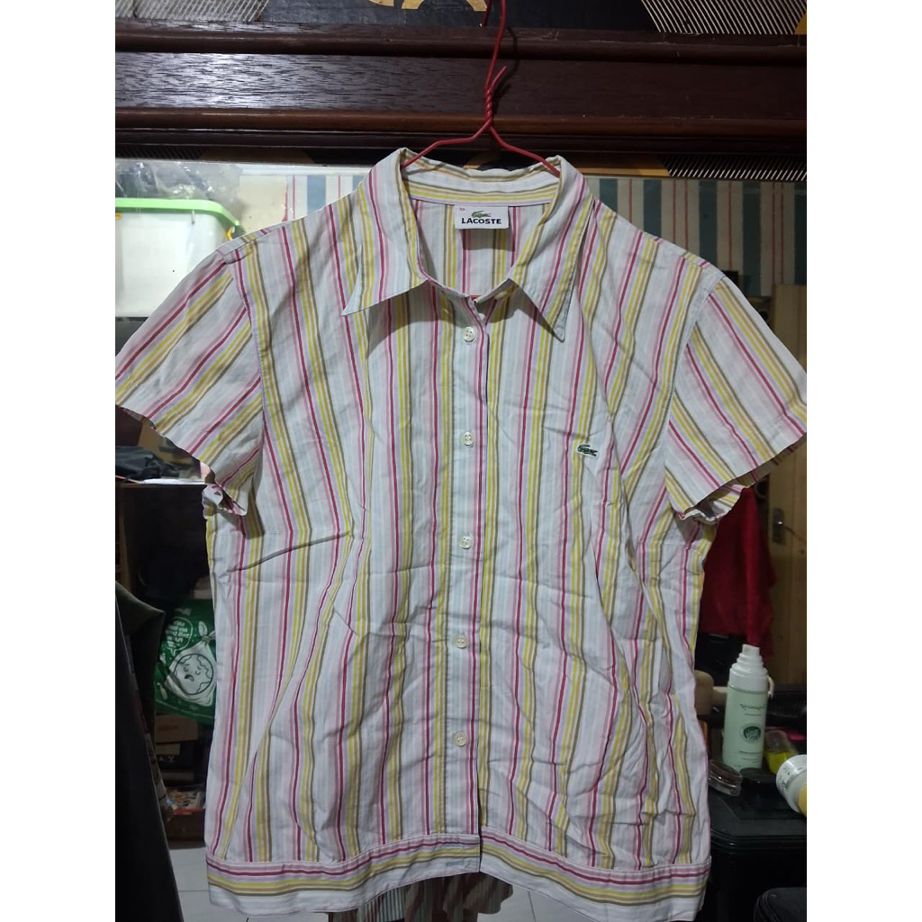 kemeja wanita lengan pendek lacoste pastel || preloved