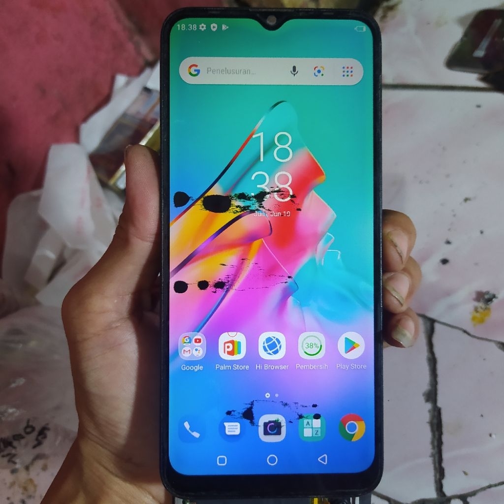 lcd + frame infinik smart 5 original copotan ada tompel masih layak pakai