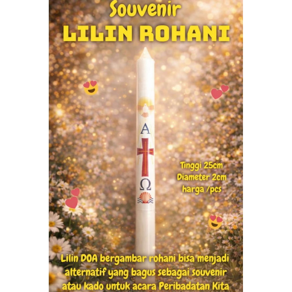 Lilin Baptis Putih Panjang | Lilin Komuni Katolik | Lilin Gereja dan Souvenir Baptisan Katolik Krist