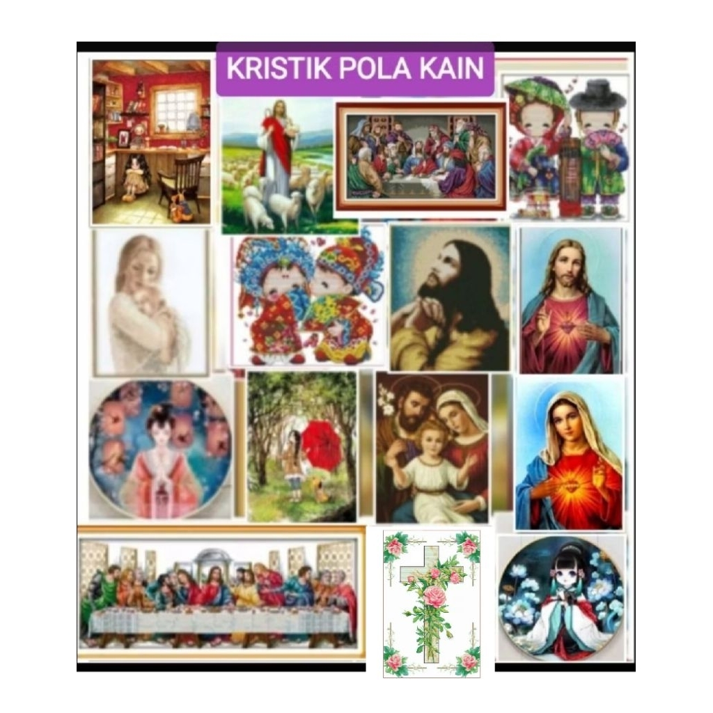 (READY) DIY Paket kristik Yesus Maria Wanita perjamuan kudus last supper Orang pola kain cross stitc