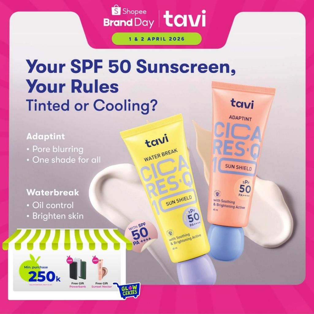 NEW TWINPACK TAVI CICA RES Q10 Water Break AdapTint Sun Shield 40 ml SPF 50 Tinted Sunscreen Skin Ti