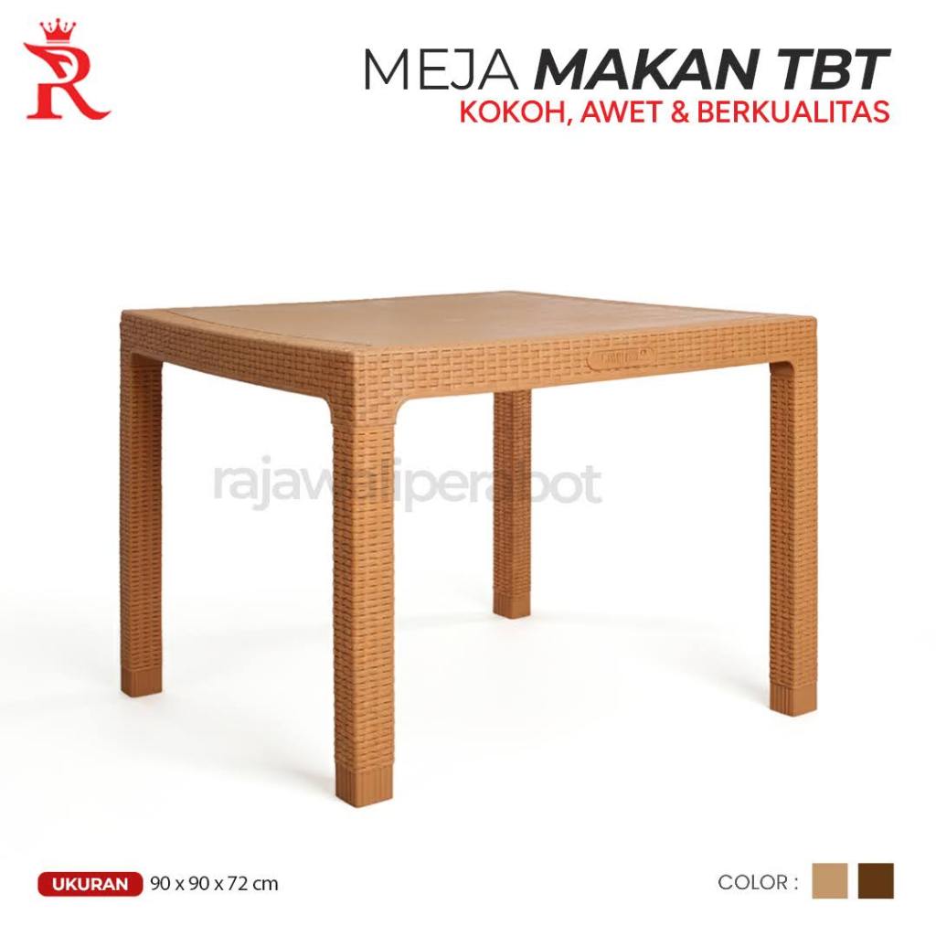 Meja Makan Plastik Motif Rotan Meja Cafe Lubang Payung Tabitha