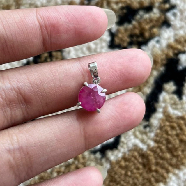 Liontin permata Natural Ruby ring perak