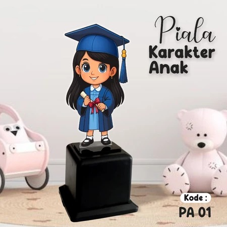 Piala Akrilik Wisuda Karakter Anak PAUD/TK Desain Elegan Piala Lomba Ready Stock