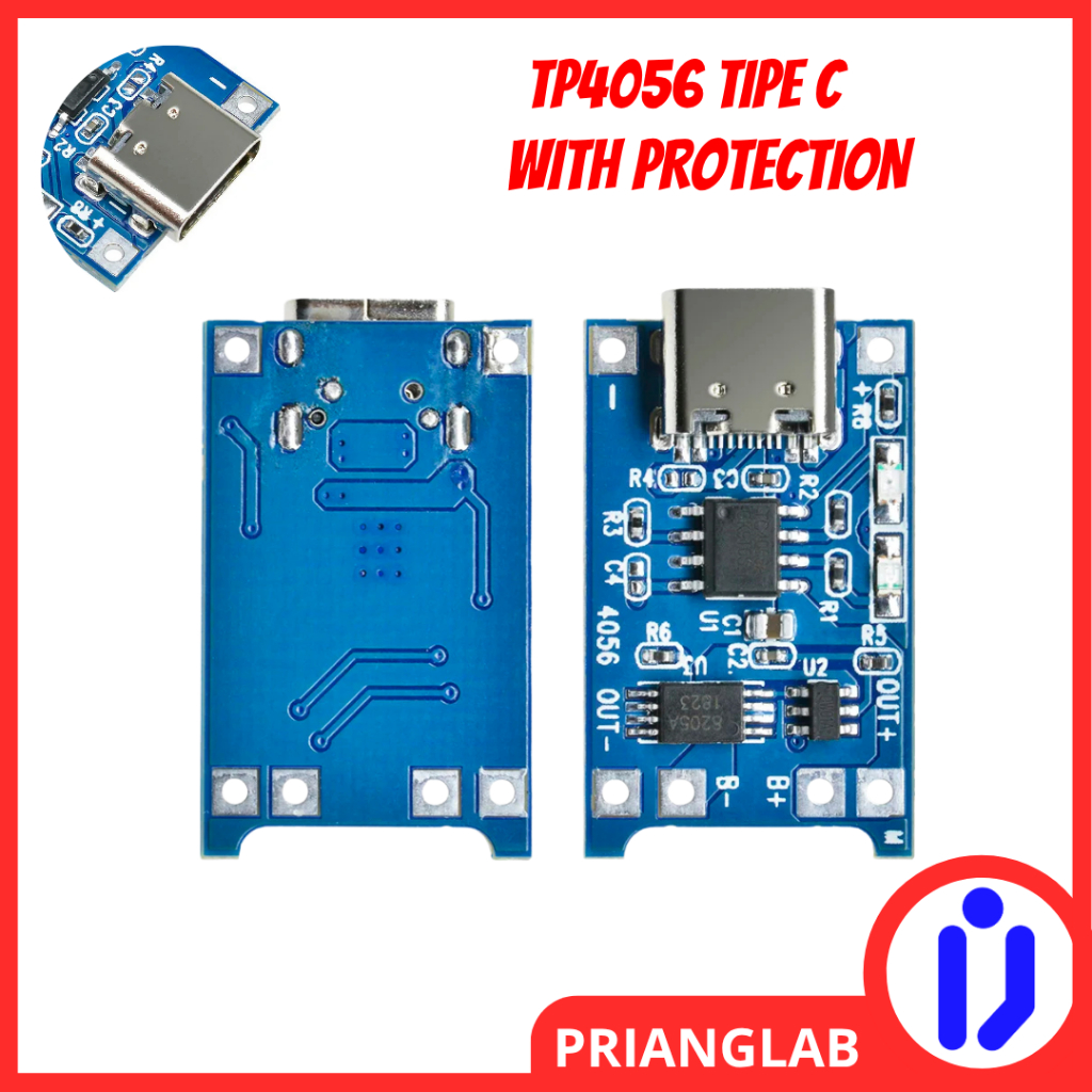TP4056 Modul Charger Tipe C Full Protection TP4056 Type C Battery Charging Module Lithium Modul Char