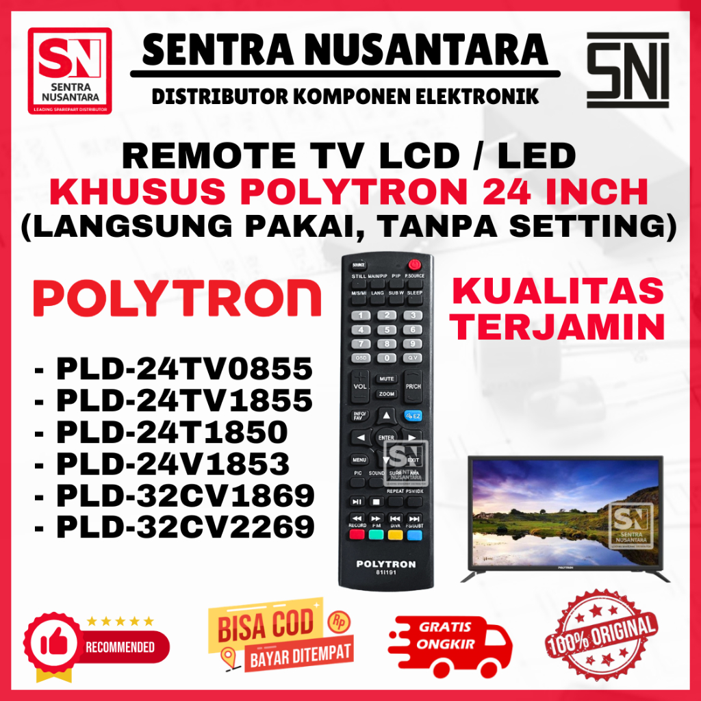 REMOTE TV POLYTRON 24 INCH 32 INCH PLD24TV0855 PLD24TV1855 PLD24T1850 PLD24V1853 PLD32CV1869 PLD32CV