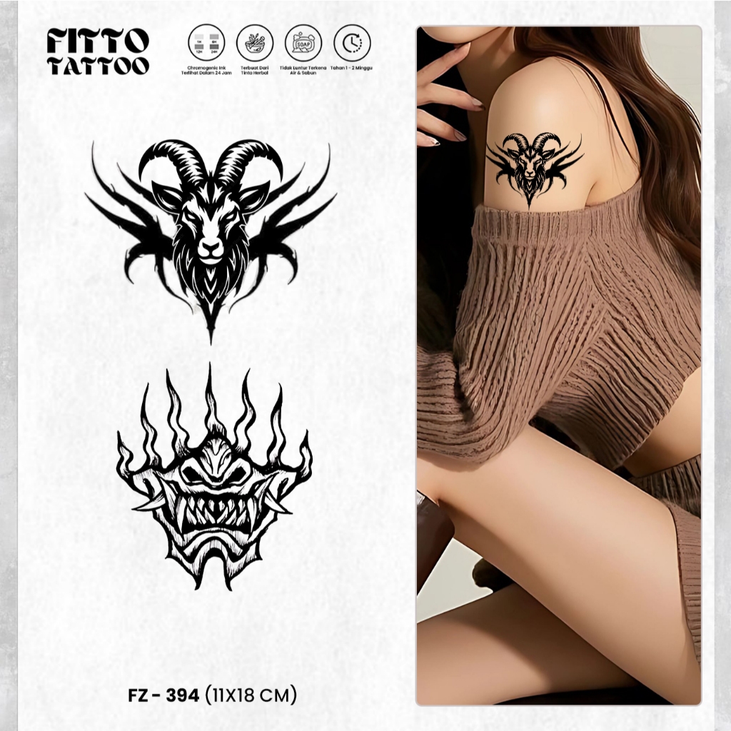 Tato Semi Permanen Devils Satanic Tatto Temporer Iluminati Premium Fruit Ink