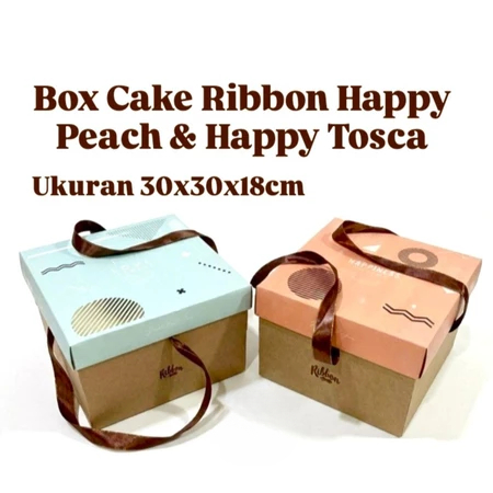 Box Cake Ribbon Kotak Kue Hampers Ukuran 30x30x18 Cm Kardus Hadiah Packaging Dus Bolu