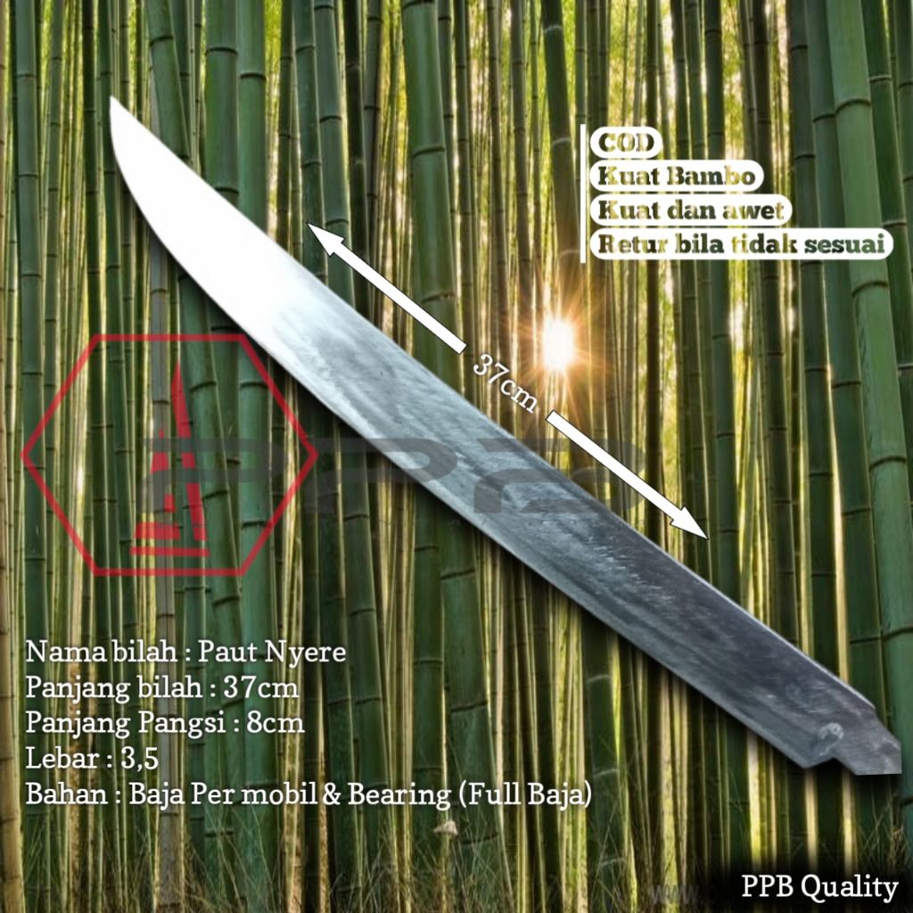 Golok Mentahan Paut Nyere 37cm Full Baja Bearing & Per Murni Kuat Bambo Sudah Tajam