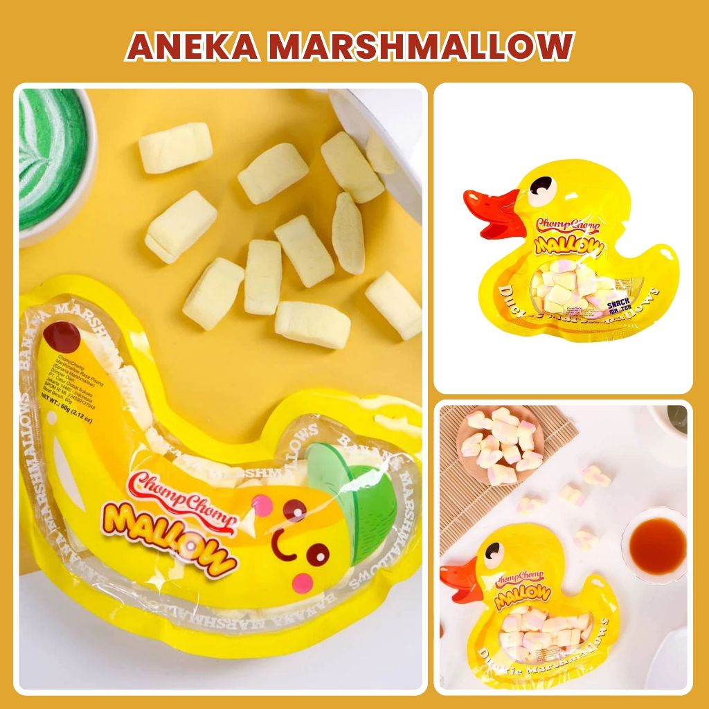 Permen Marshmallow Watermelon Semangka Marsmellow Strawberry Marsmallow Mallow Chomp Chomp Halal