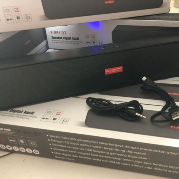 SPEAKER BLUETOOTH SOUNDBAR HIFI SPEAKER DIGITAL KECIL FLECO F-551 BT ORIGINAL NGEBASS