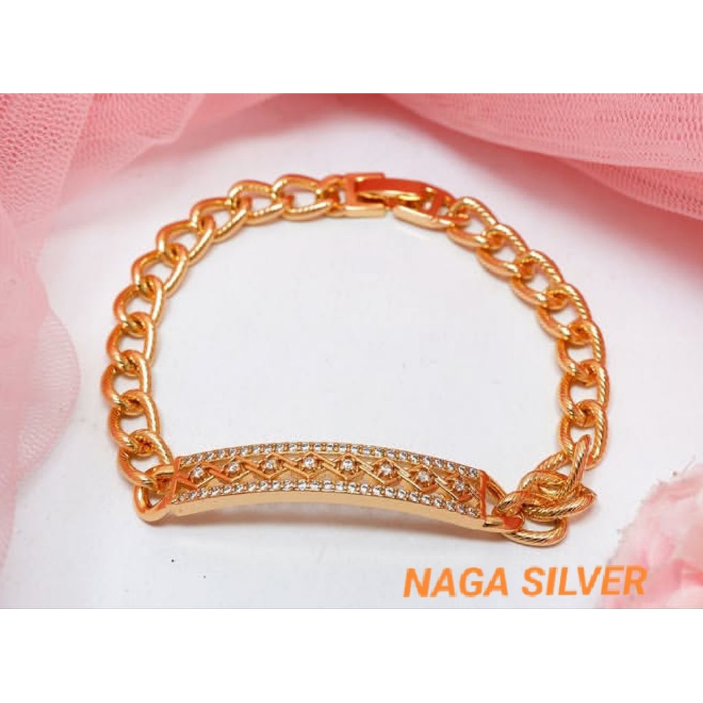 beli 2 gratis 1+ gratis emas murni 24 K gelang plat dewasa lapis emas murni