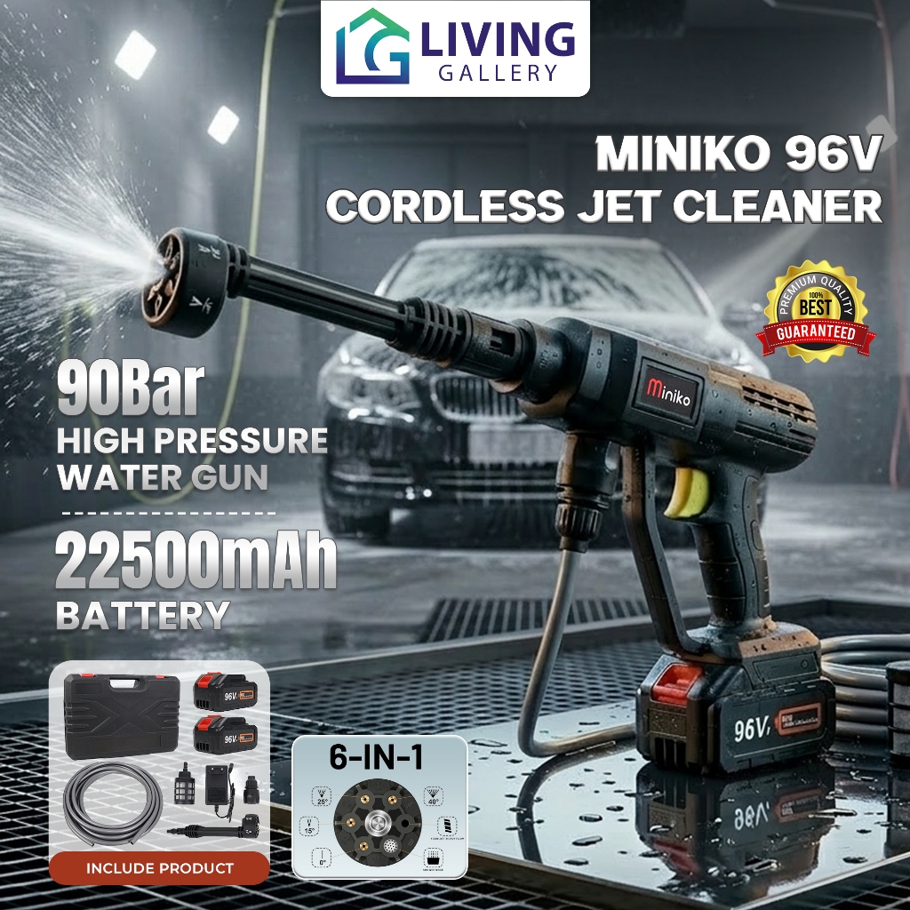 Cordless Jet Cleaner 96Volt Nozzle  6 in 1 Alat Cuci Motor Mobil ( NEW )
