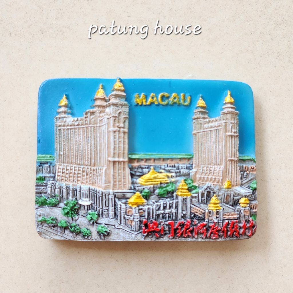 Fridge Magnet Tempelan Kulkas Souvenir Negara Macao Macau Biru Blue