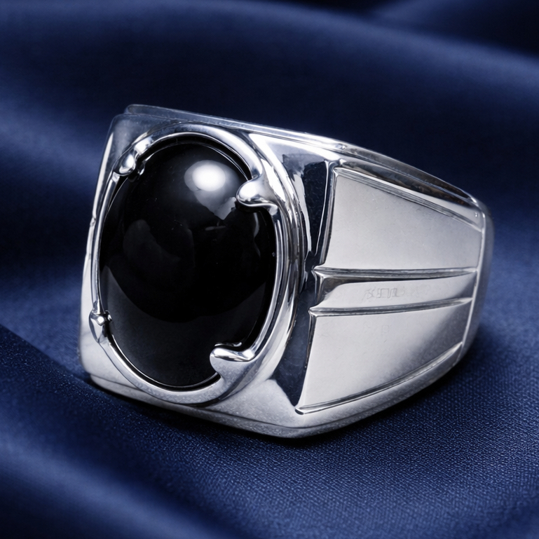 Cincin Emban Ikat Batu Mulia Akik Permata Black Onyx SAN950 EB876  - Ring Custom Handmade Premium