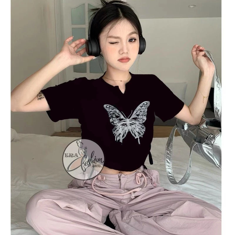 ANB - ZER BTFY CROP TOP / CROP TOP BTFY / KAOS WANITA TRENDY / KAOS MOTIF KUPU KUPU / DEKREY