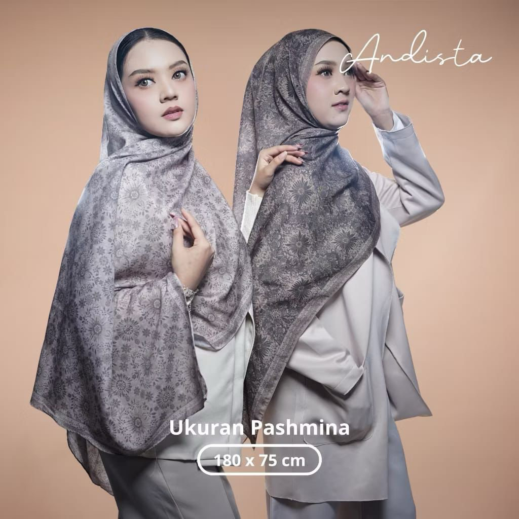 Mauve Hijab Motif Pashmina Turki Premium Bahan Voal Anti Kusut