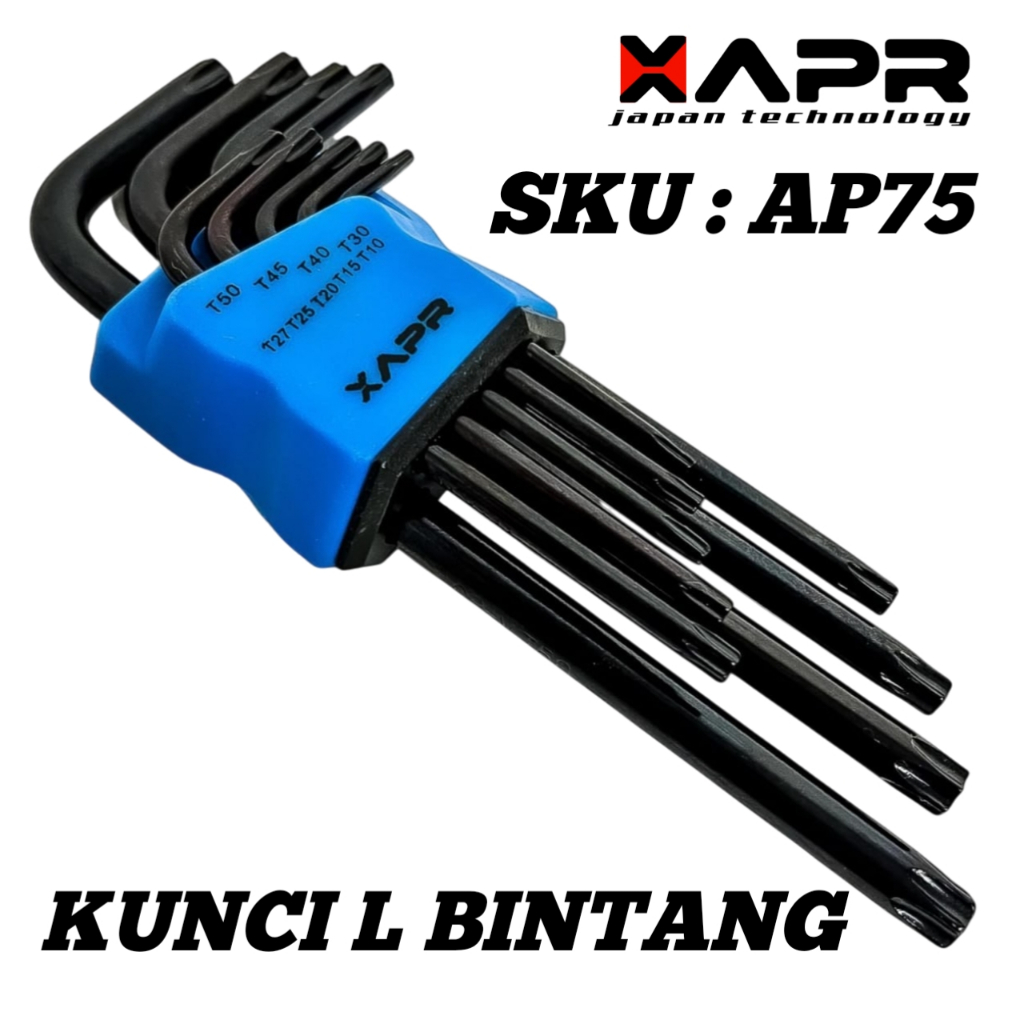 XAPR JAPAN AP75 Set Kunci L Bintang Panjang Torx Key Buka Baut Cakram Motor Perkakas Bengkel