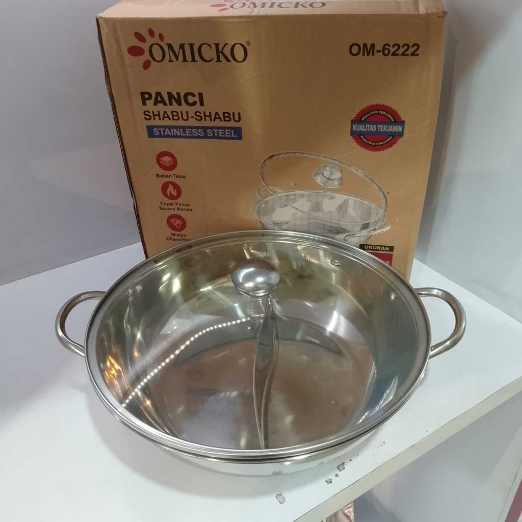 ​PANCI SHABU SHABU 2 sekat 30 CM STAINLESS STEEL / STEAMBOAT POT SEKAT 2 / PANCI HOTPOT OMICKO OM-62