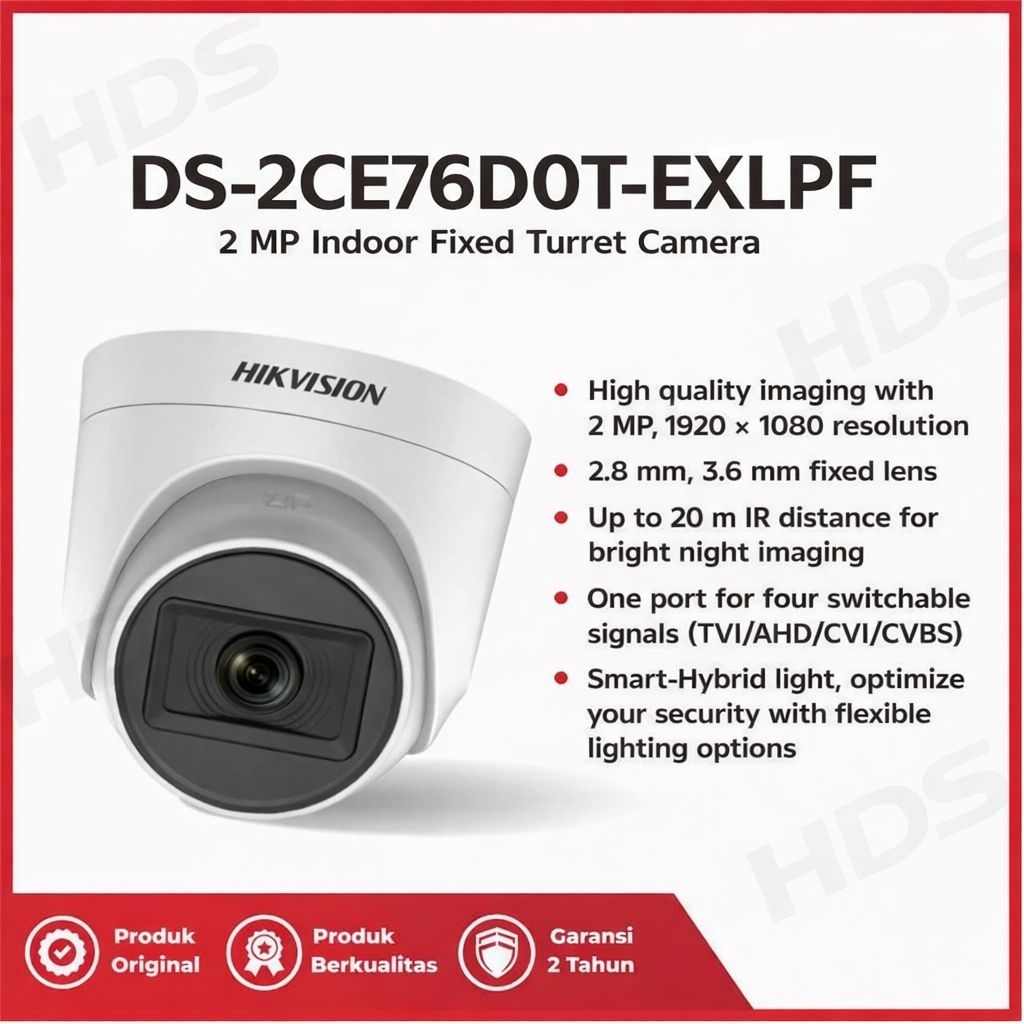 HIKVISION KAMERA CCTV ANALOG 2MP INDOOR DS-2CE76D0T-EXLPF