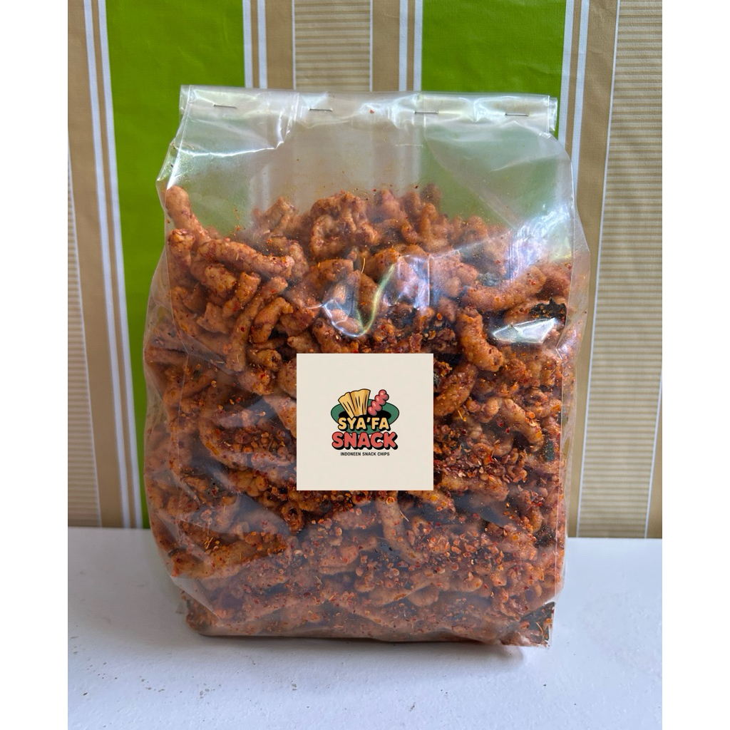 kripik usus ayam,pedas daun jeruk,pedas cabe asli,1000g,1kg