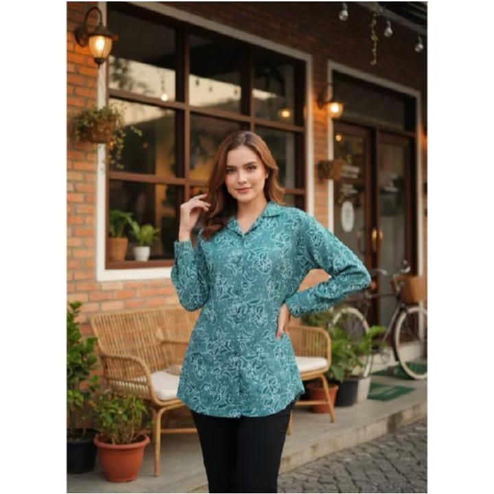 BAJU SERAGAM BATIK PKK NASIONAL TERBARU Hijau tosca lapis furing SERAGAM BATIK PKK