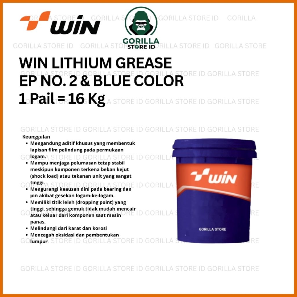 WIN LITHIUM GREASE EP NO. 2 & BLUE COLOR 16 KG