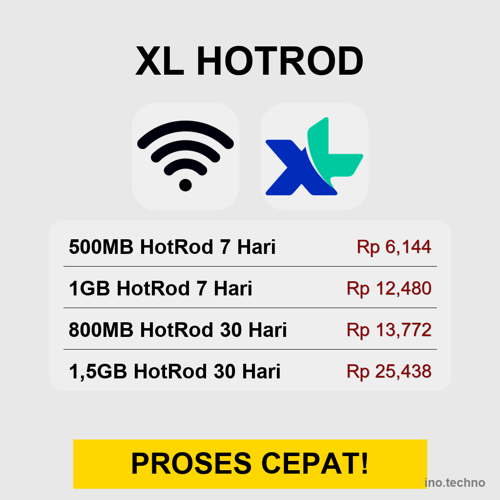 Kuota XL Hotrod Murah 500MB 1GB 1.5GB | Paket Internet XL 7 Hari 30 Hari Proses Cepat