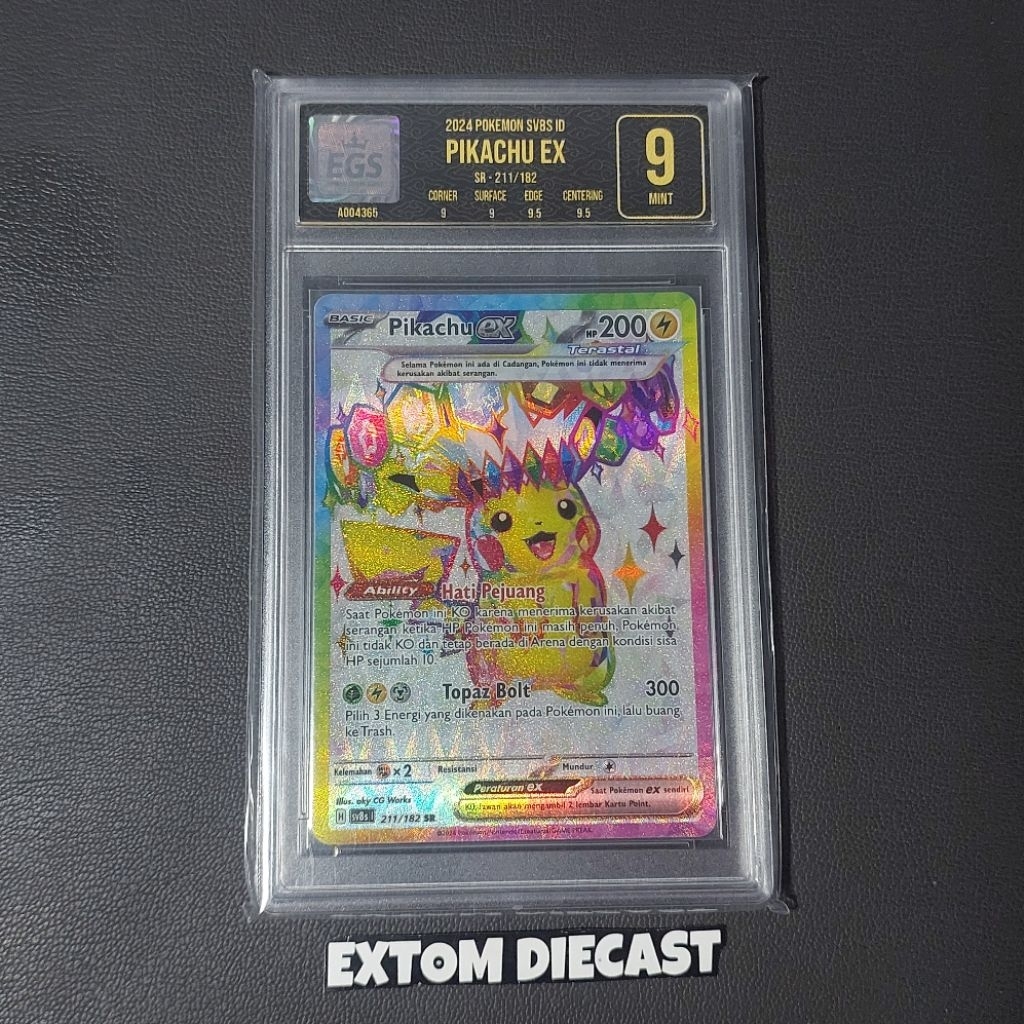 Kartu Pokemon Pikachu EX 211/182 SR Original TCG INDO Grading EGS