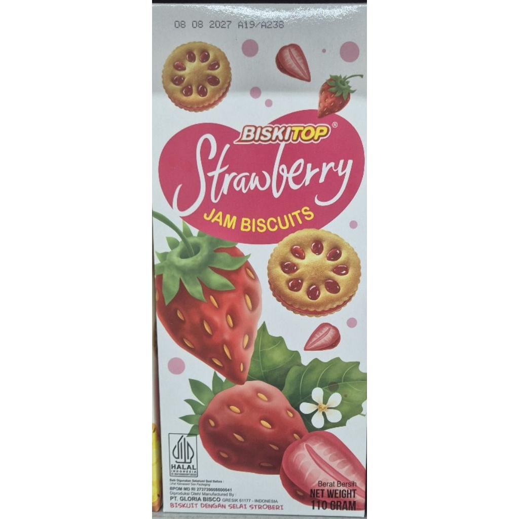 Biskuit Dengan Selai Strowberi BISKITOP Strawberry Jam Biskuit 110g - HK-PC.