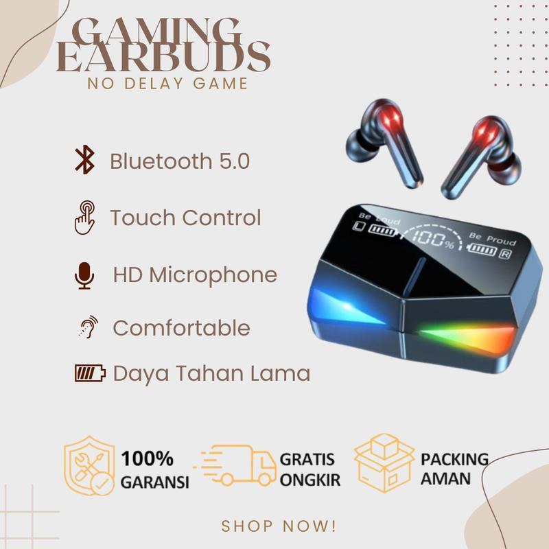 Headset Gaming M28 Dual mode TWS Earbud Earphone Bluetooth Headset Tipe-C tws Sentuh Tahan Air M-28