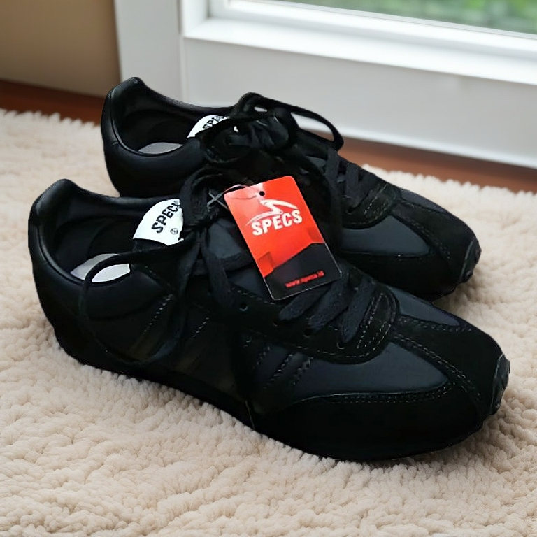 COD - Sepatu Sekolah SPECS Hitam Polos Cewe-Cowo Empuk