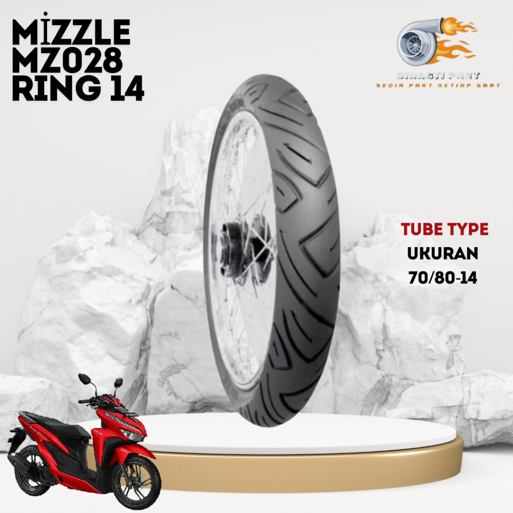 Ban Motor MIZZLE MZ028 Ring 14 Tube Type Ukuran 70/80-14 Cocok Untuk Motor Beat Vario Genio
