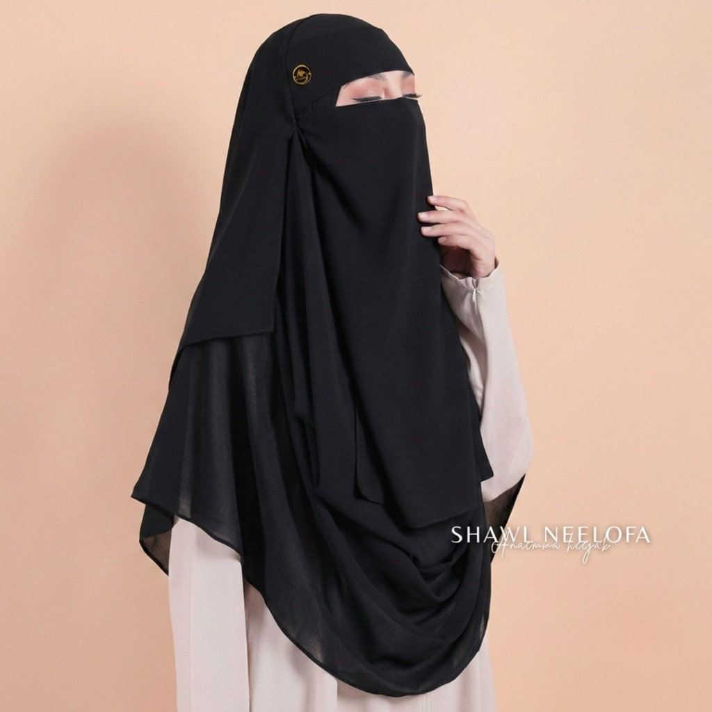 SET NIQOB BANDANA + JILBAB PASHMINA INSTAN JUMBO 200×100 | PASHMINA CERUTY PREMIUM | SHAWL NEELOFA T
