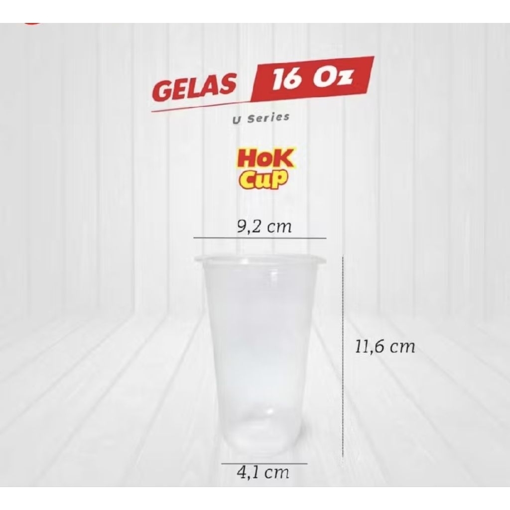 Cup 16 oz oval boba U cup hok tebal Hok