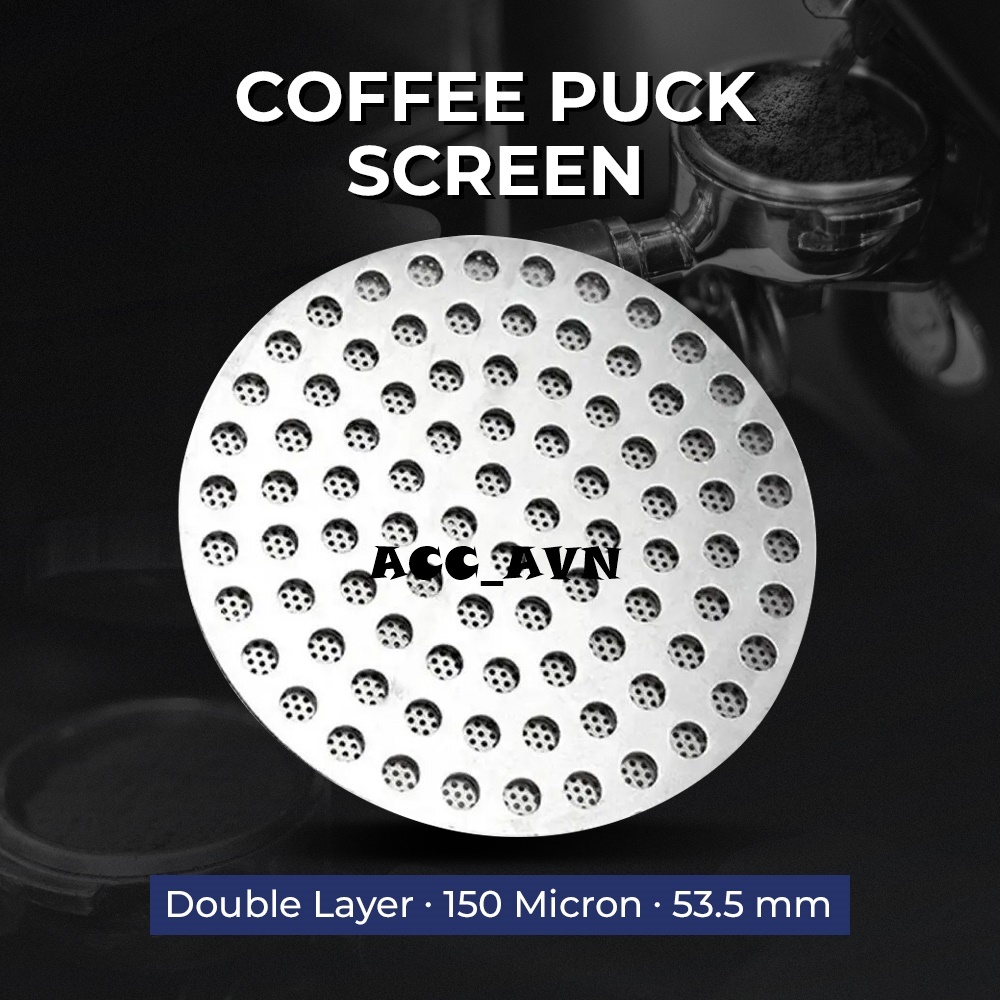 ONE  Two Cups Puck Screen Portafilter Espresso Double Layer 150 Micron 53.5mm - SUS304 - Silver