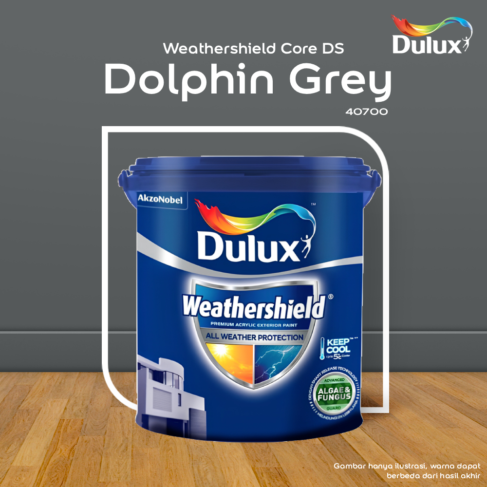 CAT TEMBOK DOLPHIN GREY DULUX WEATHERSHIELD CORE DS - 2,5 LITER CAT DOLPHIN GREY 40700 CAT TEMBOK EK